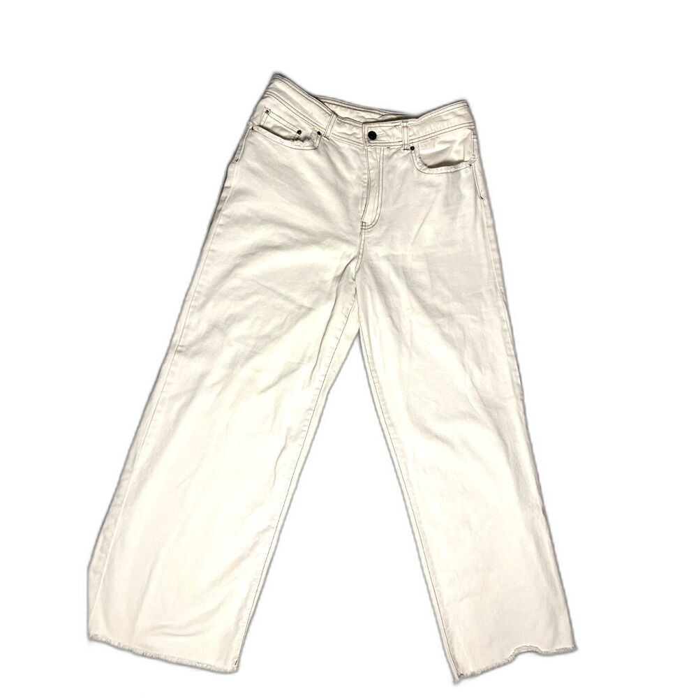 Future Collective Jeans Womens 10 White Straight Leg High Rise Cream Ivory‎